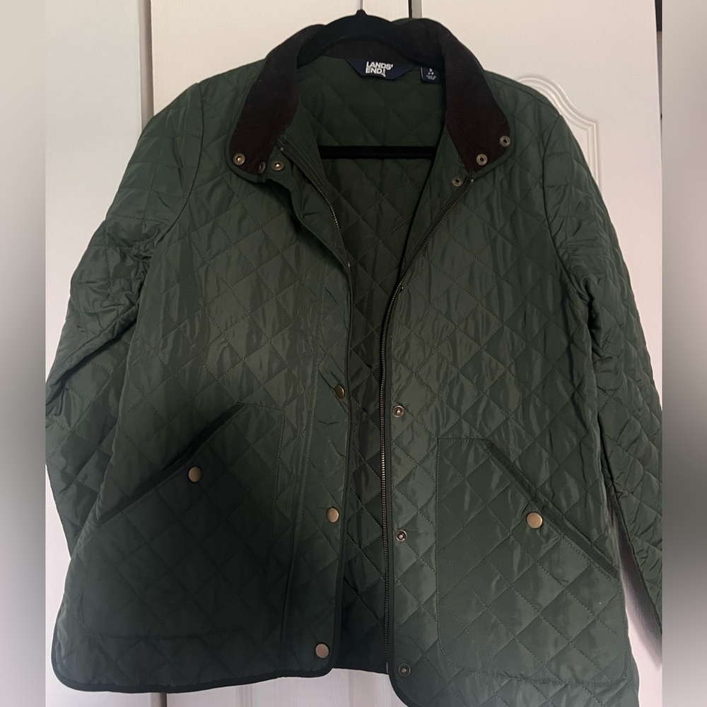 Lands End Quilted Green Jacket